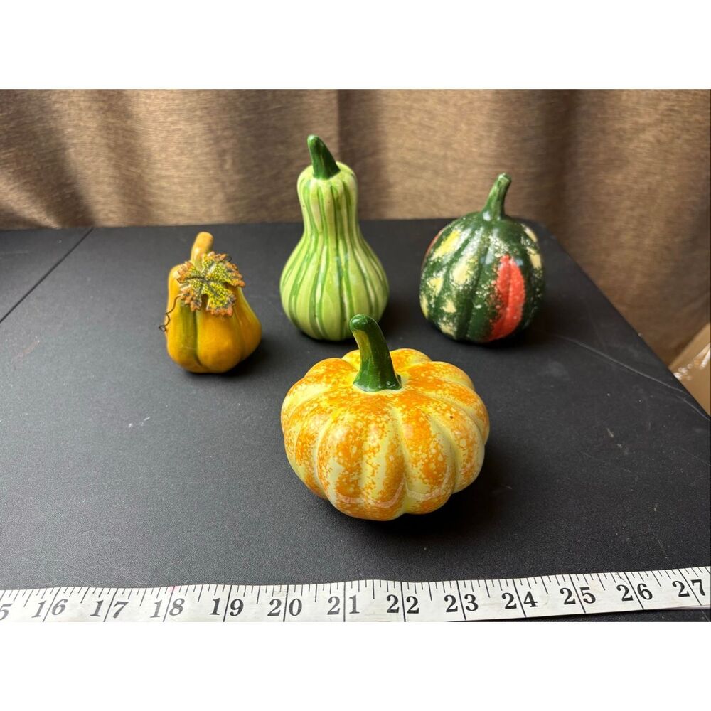 Vintage Ceramic Pumpkin Gourd Figurines Set of 4 Fall Harvest Decor